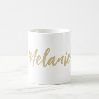 Anpassat namn, minimalistiskt Guld vitkaffe Mugg