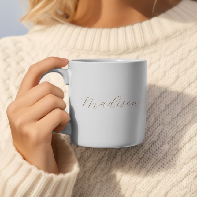 Anpassat namn, minimalistiskt Mugg - kursivt skrip (Minimalist Custom Personalized Coffee Mug With Gold Handwritten Lettering | 369MyName)