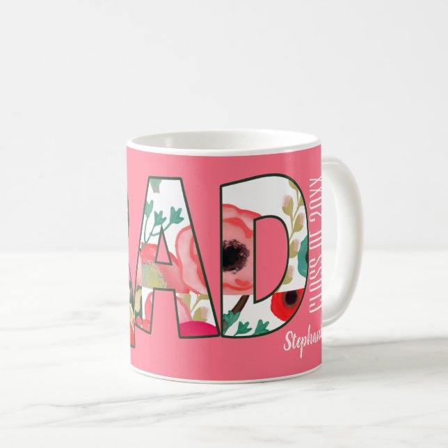 Anpassat namn Modern Blommigt Studenten Gift Kaffemugg (Framsida höger)