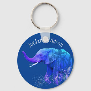 Anpassat namn Modern Elephant Animal Digital Art Nyckelring