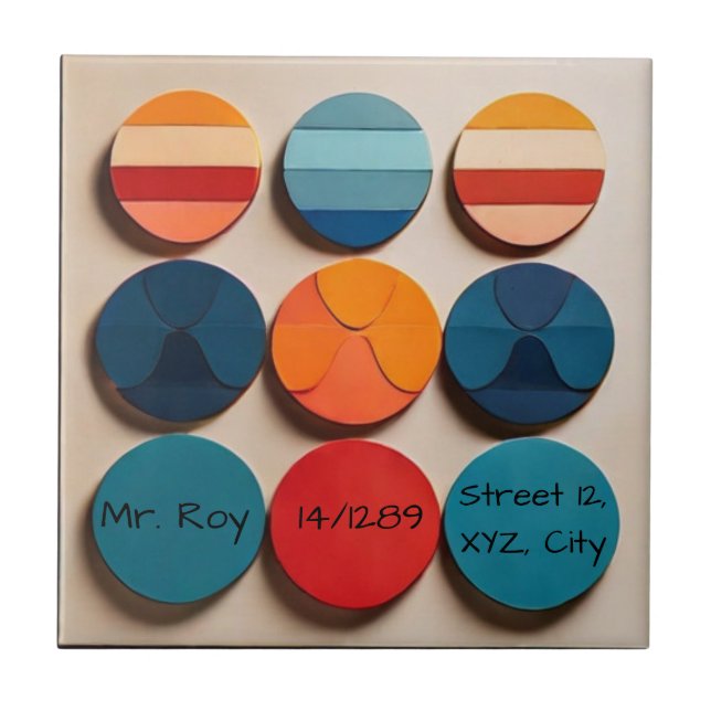 Anpassat namn Modern Mid Century Geometric Mönster Kakelplatta (Framsidan)