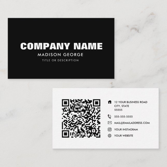 Anpassat namn modern minimalistisk QR-kod för soci Visitkort (Fram/baksida)