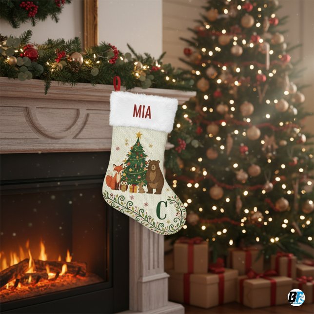 Anpassat Namn Modern Nordisk Tall Liten Julstrumpa (#stocking)