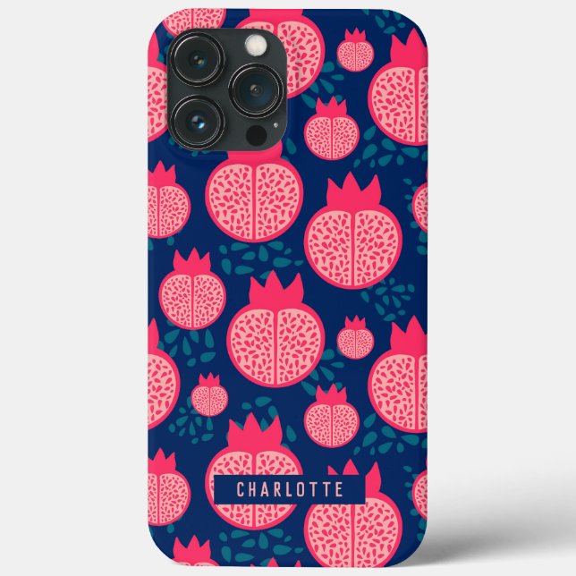 Anpassat namn Modern Pomegranat Mönster marblått (Baksida)