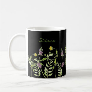 Anpassat namn modernt trendig vattenfärg botaniskt kaffemugg