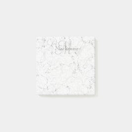 Anpassat namn Monogram Elegant Marble White Grått Post-it Block