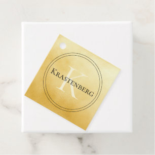 Anpassat namn Monogram Hälsning Faux Guld Gåvor Etiketter