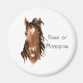 Anpassat namn Monogram Horse med attityd Magnet