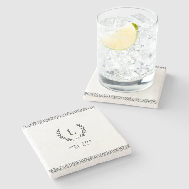 Anpassat namn Monogram Initialt utandningstillstån Stenunderlägg (Sidan)