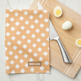 Anpassat namn, monogram, modern orange i mönster, kökshandduk