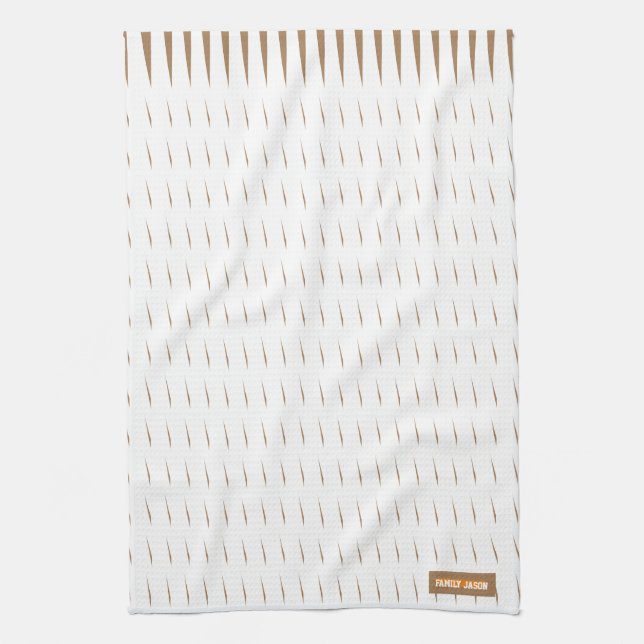 Anpassat namn monogram rand vinkar brun sats med kökshandduk (Vertikal)