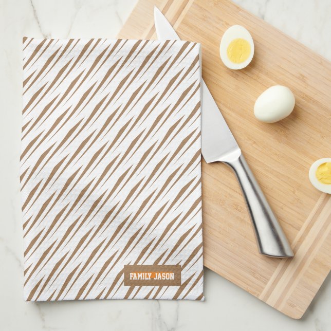 Anpassat namn monogram rand vinkart brunt kökshandduk (Vikt i Fjärdedel)