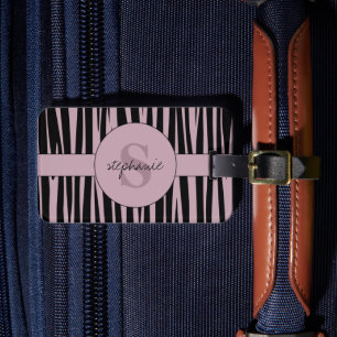 Anpassat namn Monogrammed Zebra ränder mönster Bagagebricka