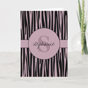 Anpassat namn Monogrammed Zebra ränder mönster Kort