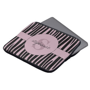 Anpassat namn Monogrammed Zebra ränder mönster Laptop Fodral