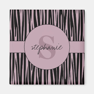 Anpassat namn Monogrammed Zebra ränder mönster Magnet