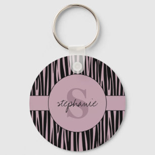 Anpassat namn Monogrammed Zebra ränder mönster Nyckelring