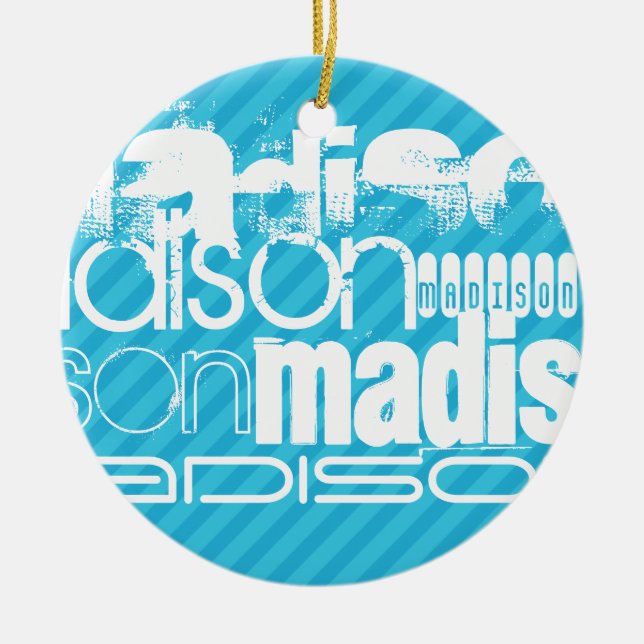 Anpassat namn Mönster; Himlar Blue Rand Julgransprydnad Keramik (Framsidan)