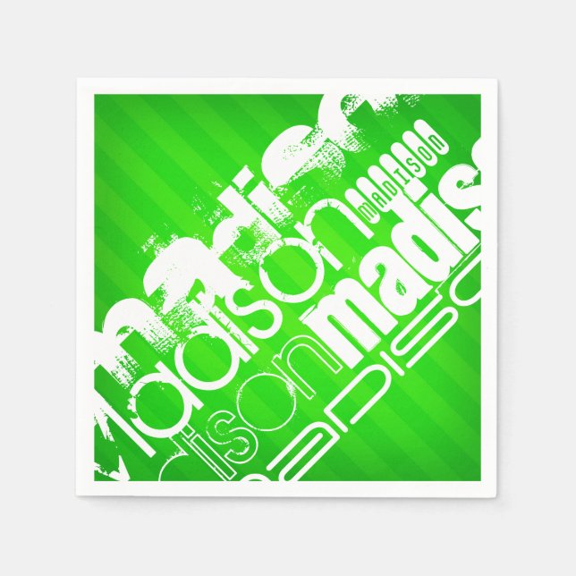 Anpassat namn Mönster på Neon Grönt Rand Pappersservett (Framsidan)