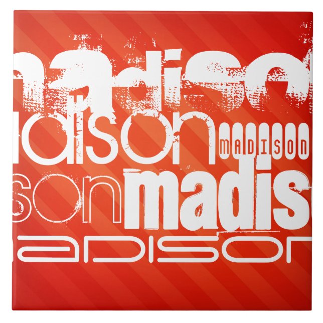 Anpassat namn Mönster på Neon Orange Rand Kakelplatta (Framsidan)