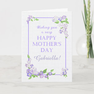 Anpassat namn Mors dag Mauve Phlox Flowers Card Kort