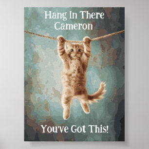 Anpassat Namn Motiverande Roligt Häng I Där Katt Poster