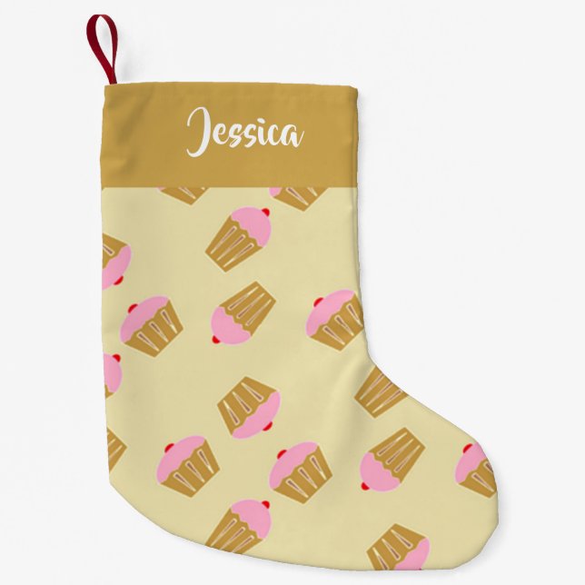 Anpassat namn muffins mönster  liten julstrumpa (Framsidan)