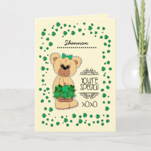 Anpassat namn Nalle St. Patrick's Day Kort