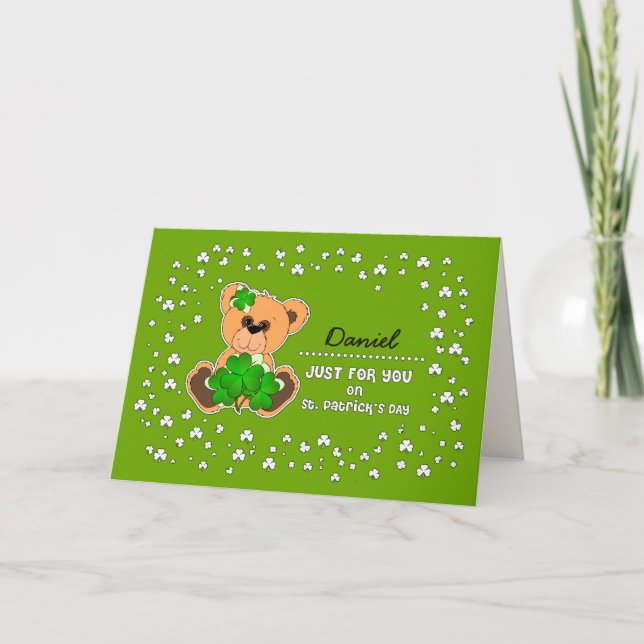 Anpassat namn Nalle St. Patrick's Day Kort (Framsida)