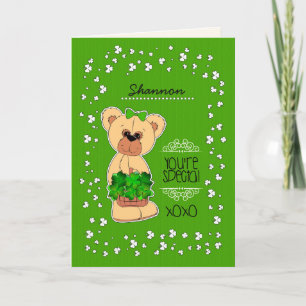 Anpassat namn Nalle St. Patrick's Day Kort