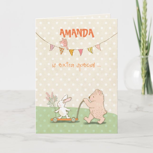 Anpassat namn Nanny Tack Bear och Bunny (Framsida)