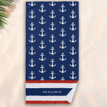 Anpassat namn Nautical Navy Blue White Anchor