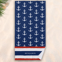 Anpassat namn Nautical Navy Blue White Anchor