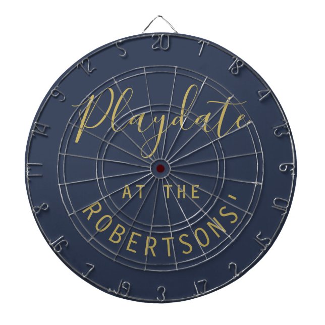 Anpassat namn Navy Gold Playdate Script Minimalist Darttavla (Framsidan)