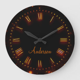 Anpassat namn Neon Black Classic Elegant Roman Rund Klocka