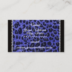 Anpassat namn neon blue glitter leopard print visitkort