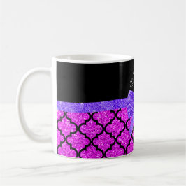 Anpassat namn neon rosa glitter moroccan lila bow kaffemugg