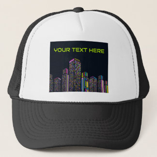 Anpassat Namn Neonprickar Stad Skyskrapor Keps