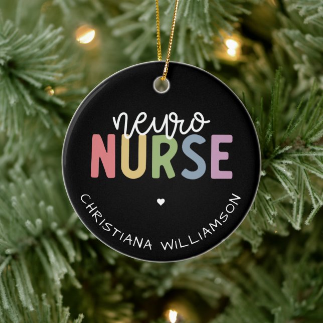 Anpassat namn Neuro Nurse Neuroscience Nurse Gifts Julgransprydnad Keramik (Träd)