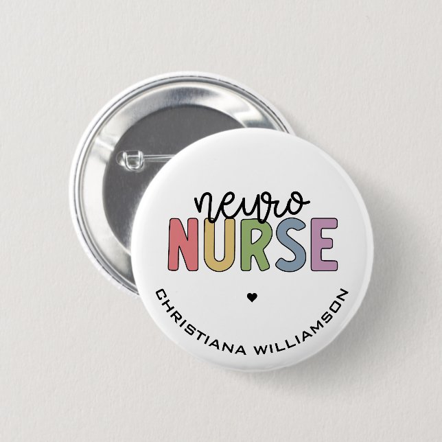 Anpassat namn Neuro Nurse Neuroscience Nurse Gifts Knapp (Framsida & baksida)