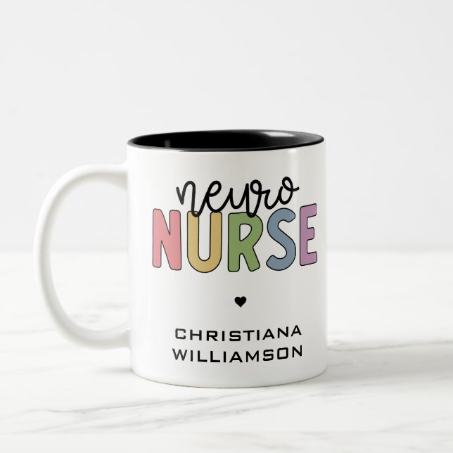 Anpassat namn Neuro Nurse Neuroscience Nurse Gifts Två-Tonad Mugg (Vänster)