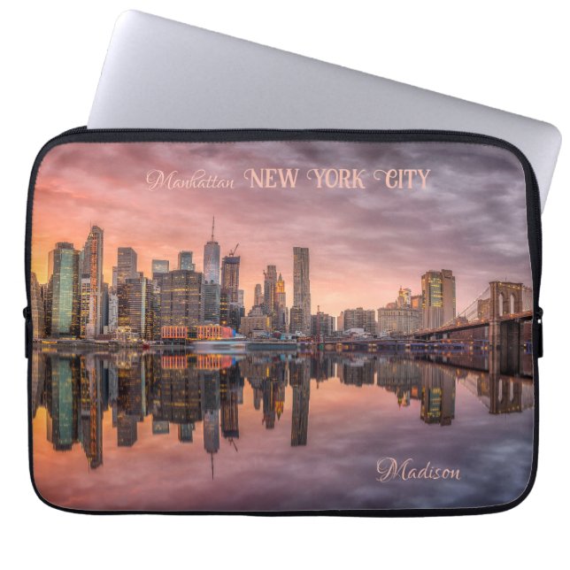 Anpassat namn New York City Skyline Laptop Fodral (Framsidan)