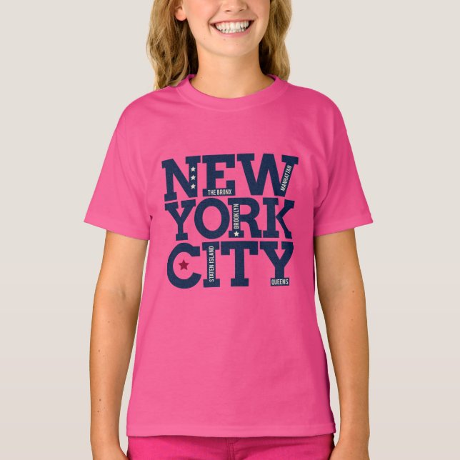 Anpassat namn New York City Typography-kläder T Shirt (Framsida)