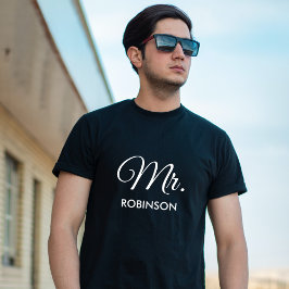 Anpassat namn Newlyged White Script Black Manar T Shirt