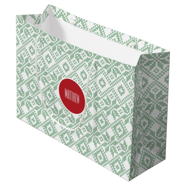 Anpassat namn Nordic Snowflake Mönster (Framsidan Vinklad)