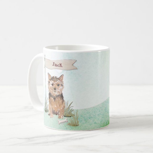 Anpassat namn Norfolk Terrier Pet-Hund Kaffemugg (Framsida vänster)