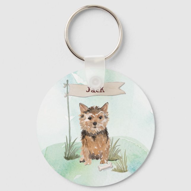 Anpassat namn Norfolk Terrier Pet-Hund Nyckelring (Framsida)