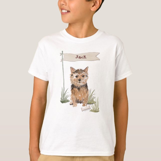 Anpassat namn Norfolk Terrier Pet-Hund T Shirt (Framsida)