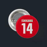 Anpassat namn, nummer, Färg. Sportfantaster Red Knapp<br><div class="desc">Anpassa till namn,  nummer och färg efter ditt val!</div>