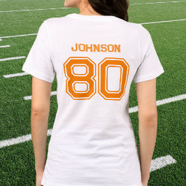 Anpassat namn, nummer, Namn i orange Sports Team T Shirt